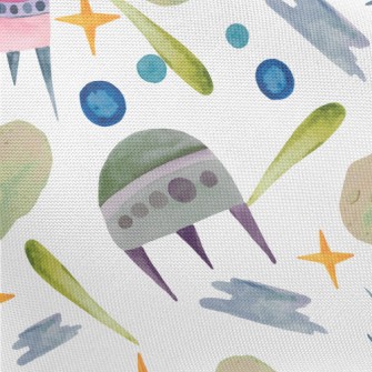 Watercolor Hand Painted Spaces Pongee