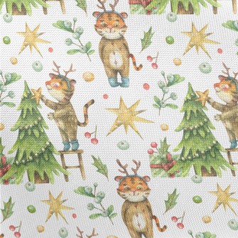 Merry Christmas Tiger Pongee