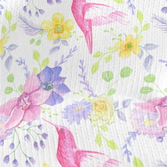 Pink Hummingbird And Flowers Stretch Jersey