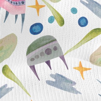 Watercolor Hand Painted Spaces Stretch Jersey