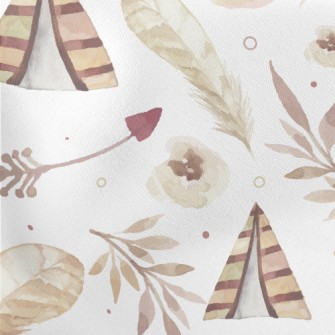 Watercolor Bohemian Elements Lightweight Cotton Poplin