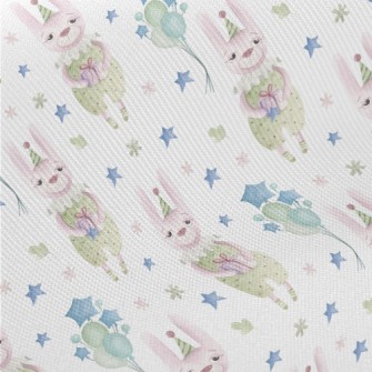 Watercolor Birthday Bunny Midweight Cotton Poplin