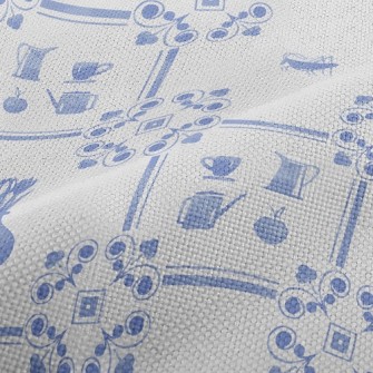 Elegant Flower Tiles Performance Linen