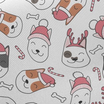 Smiling Dog In Santa Hat Twill