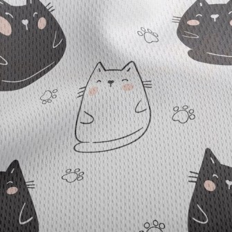 Blushing Black And White Cat Athletic Mesh Flat Back