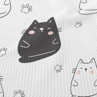 Blushing Black And White Cat Birdseye Piqué