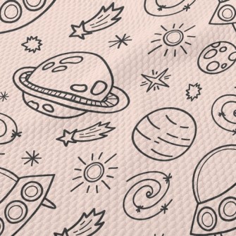 Asteroids And Flying Saucers Birdseye Piqué