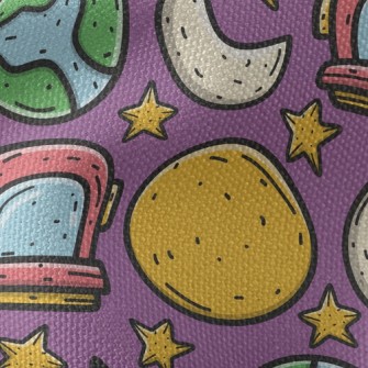 Earth Moon Astronaut Waterproof Canvas
