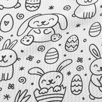 Little White Rabbit And Easter Birdseye Piqué