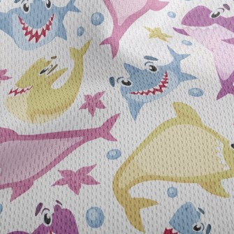 Happy Funny Shark Athletic Mesh Flat Back