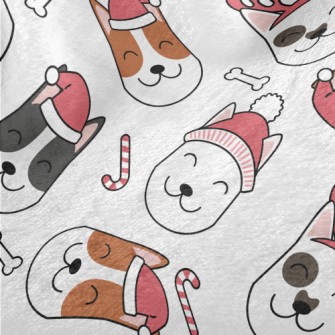 Smiling Dog In Santa Hat Minky