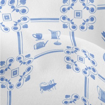 Elegant Flower Tiles Lightweight Performance Linen