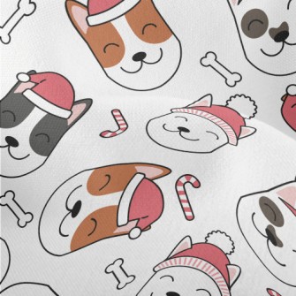 Smiling Dog In Santa Hat Lightweight Performance Linen