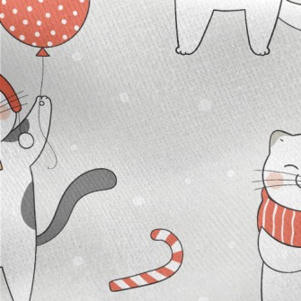 Winter Dress Up Cat Jersey Backed Fleece