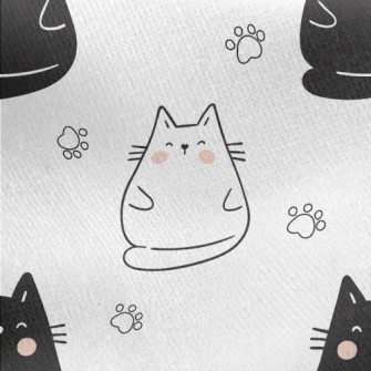 Blushing Black And White Cat Jersey Backed Fleece