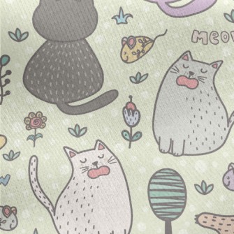 Yawning Cat Jersey Backed Fleece