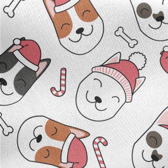 Smiling Dog In Santa Hat Jersey Backed Fleece