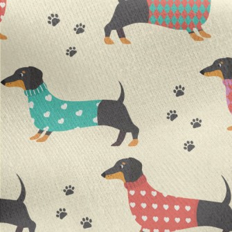 Dachshund Dog In Sweater Jersey Backed Fleece