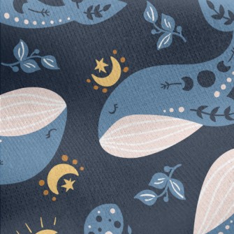 Whale In Moonlight Jersey Backed Fleece