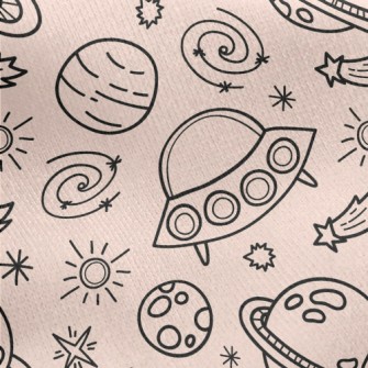 Asteroids And Flying Saucers Jersey Backed Fleece