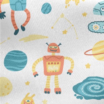 Robots Land On Planets Jersey Backed Fleece