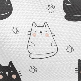 Blushing Black And White Cat Pongee