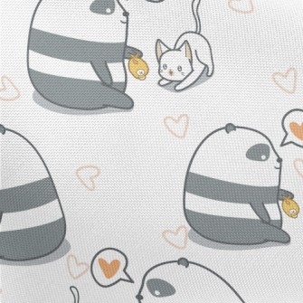 Panda Teasing Cat Pongee