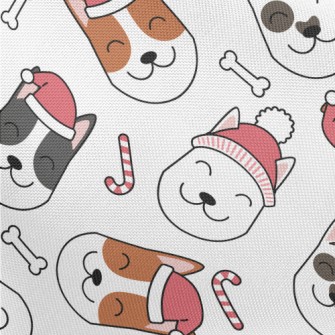 Smiling Dog In Santa Hat Pongee