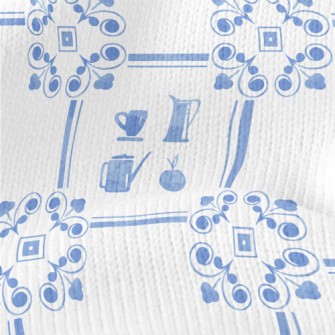 Elegant Flower Tiles Stretch Jersey