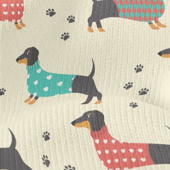 Dachshund Dog In Sweater Stretch Jersey