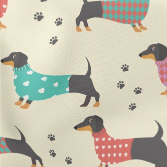 Dachshund Dog In Sweater Lightweight Cotton Poplin