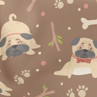 Puppy Playing On The Ground Lightweight Cotton Poplin
