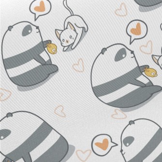 Panda Teasing Cat Midweight Cotton Poplin