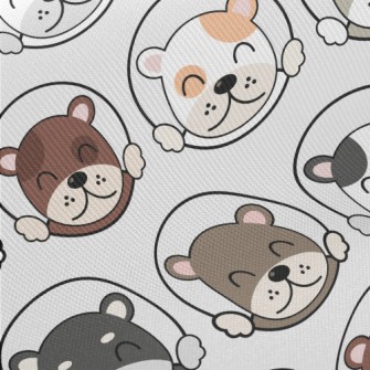 Smiling Dog Looking Out Midweight Cotton Poplin