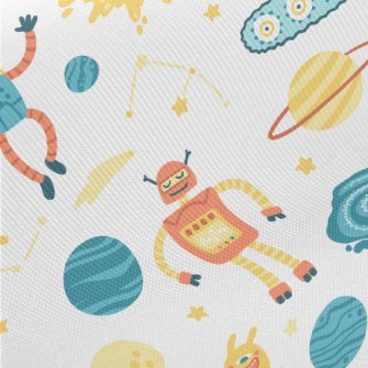 Robots Land On Planets Midweight Cotton Poplin
