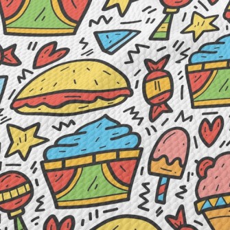 Cartoon Colorful Ice Cream Birdseye Piqué