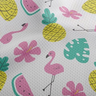 Tropical Fruits And Flamingos Athletic Mesh Flat Back