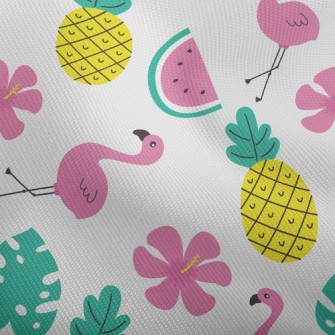 Tropical Fruits And Flamingos Dobby