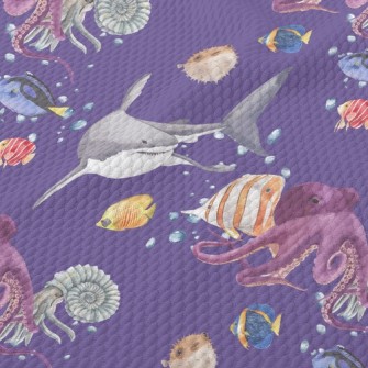 Fierce Creatures Under The Sea Birdseye Piqué