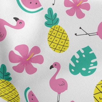 Tropical Fruits And Flamingos Stretch Ponte