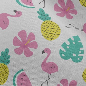 Tropical Fruits And Flamingos Chiffon