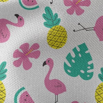 Tropical Fruits And Flamingos Waterproof Canvas