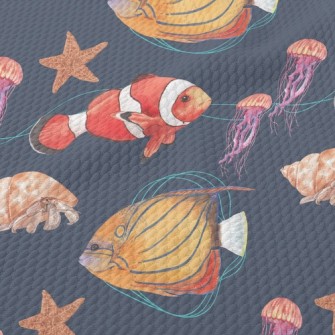 Clown Fish Hermit Crab Jellyfi Birdseye Piqué