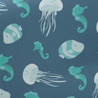 Cute Jellyfish Seahorse Fish Twill