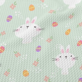 Playful White Rabbit Painted E Birdseye Piqué