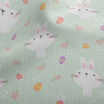 Playful White Rabbit Painted E Athletic Mesh Flat Back