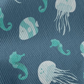 Cute Jellyfish Seahorse Fish Standard Corduroy