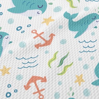 Leisurely Swimming With Sharks Birdseye Piqué