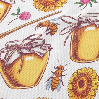 Bees Collecting Honey Birdseye Piqué