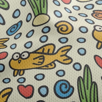 Funny Little Fish With Big Eye Athletic Mesh Flat Back